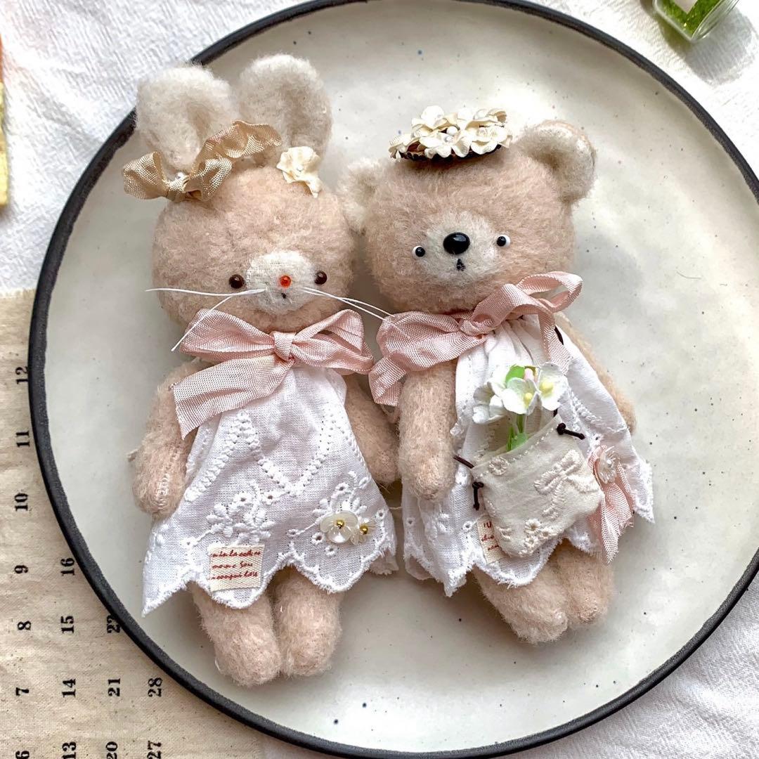 ティーカップうさぎちゃん ぬいぐるみ アーティストベア 海外作家様 ハンドメイド