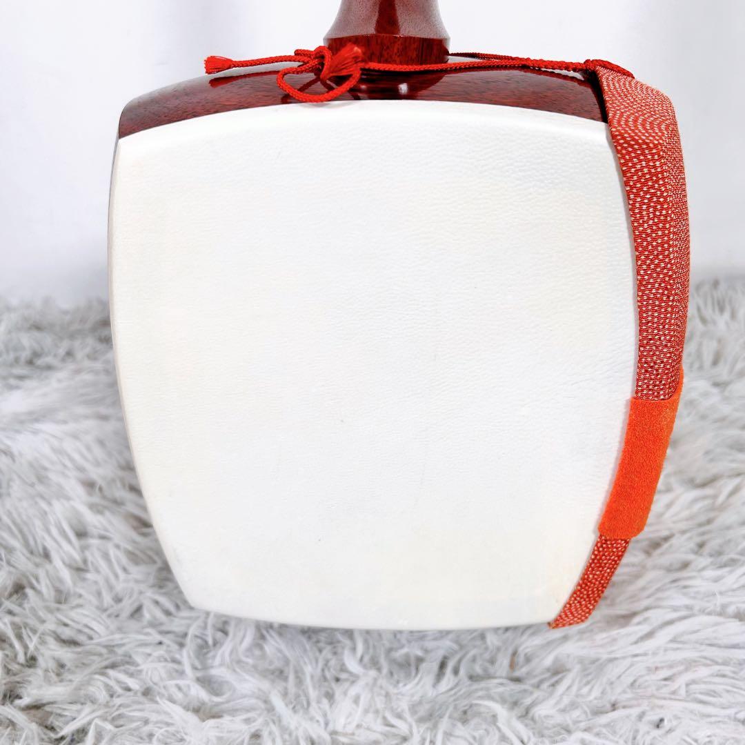 【良品】長唄三味線　中棹　花梨　　丸打胴　本皮　皮破れなし　天神欠けなし　合金