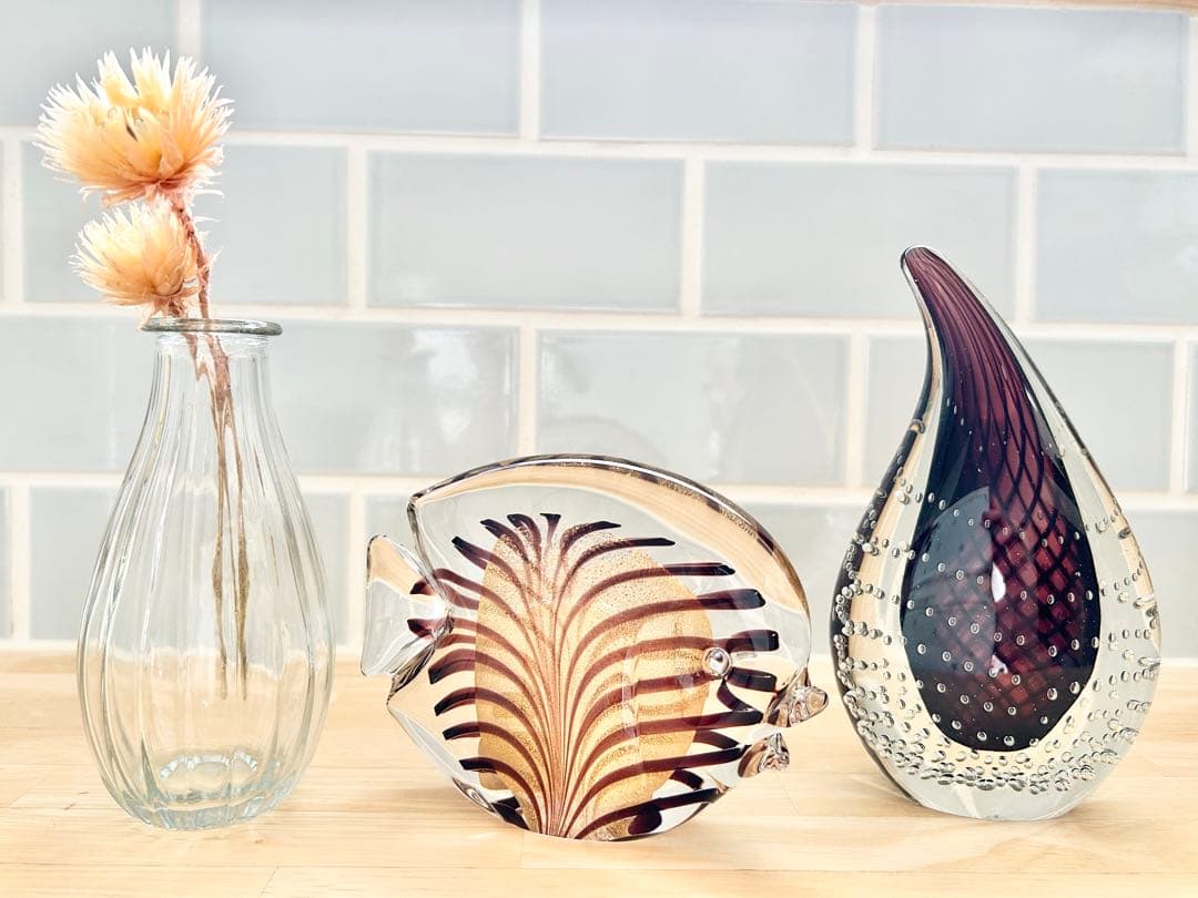 アート ガラス しずく 雫 オブジェ 硝子 art glass 置物 チェック