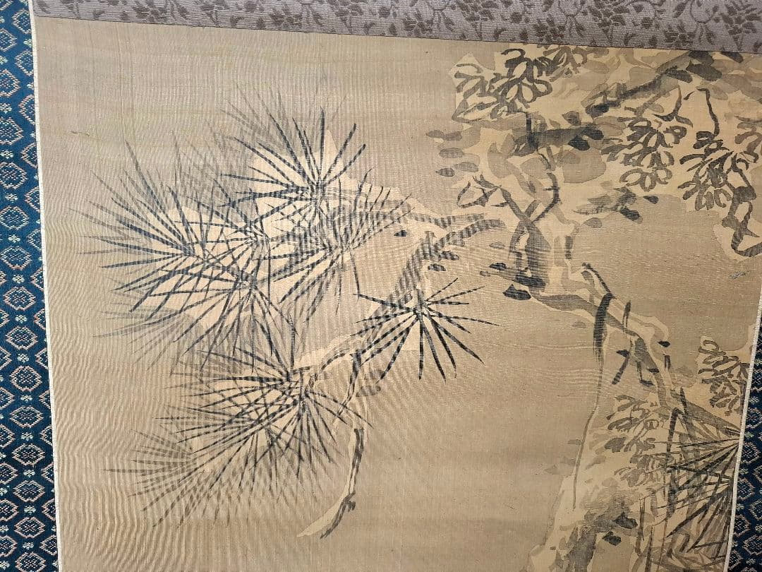 野口幽谷画　掛け軸　松鷹之圖　桐箱