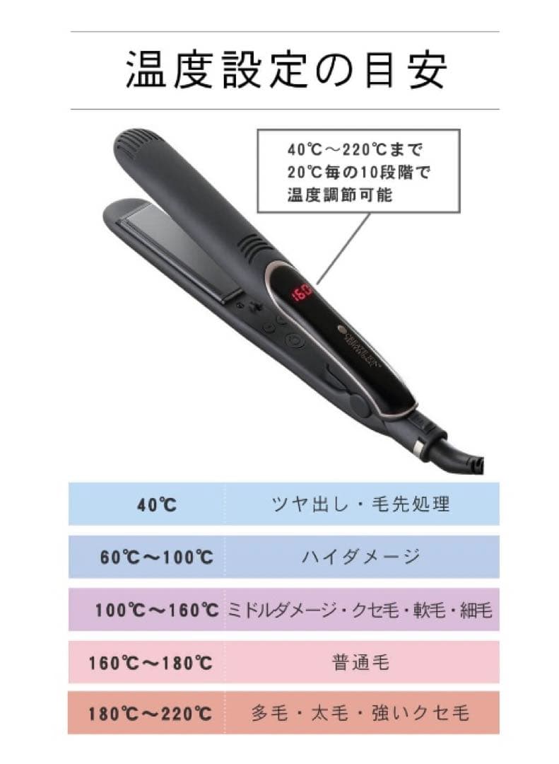 【美品】ストレートアイロン　クレイツ　エレメアストレート　低音設定