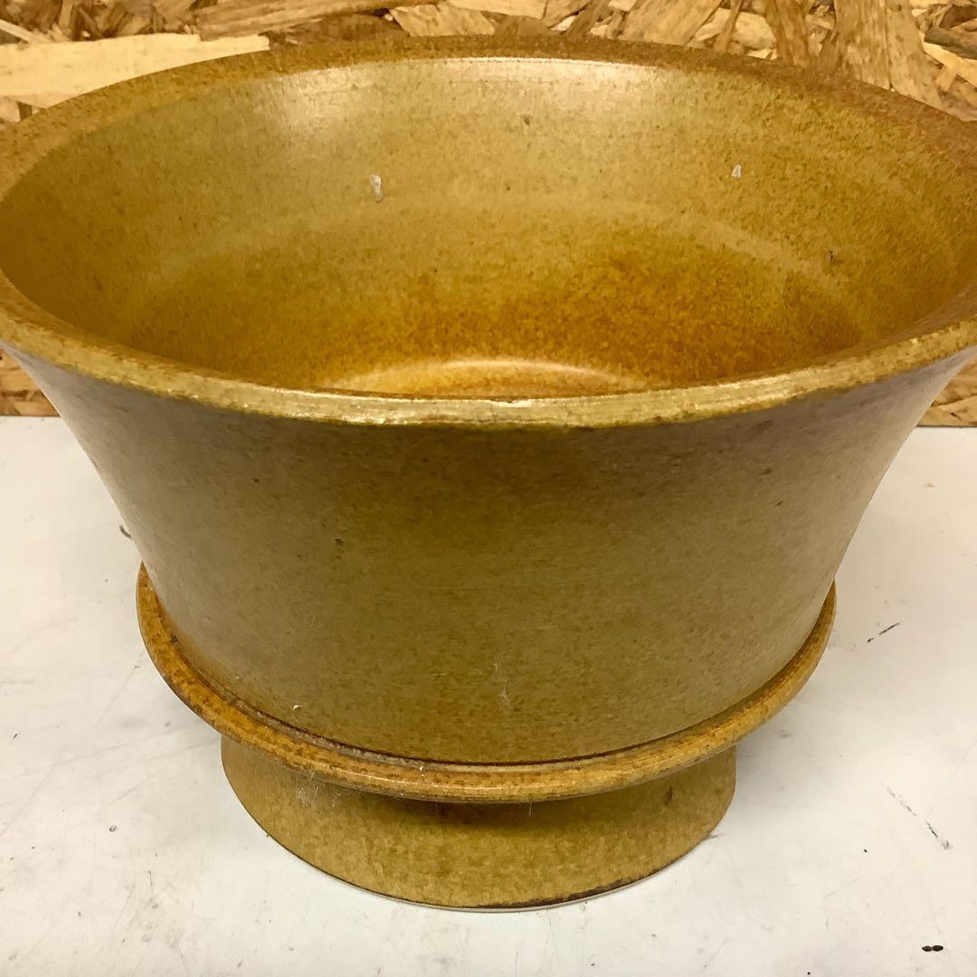 脚付き陶器植木鉢ブラウン園芸鉢（ら-99）