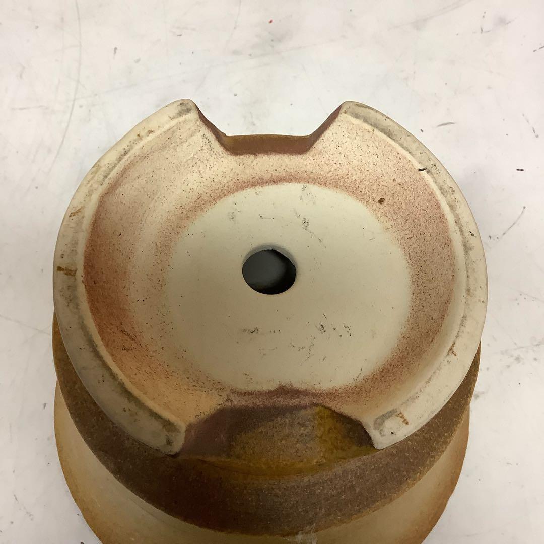 脚付き陶器植木鉢ブラウン園芸鉢（ら-99）