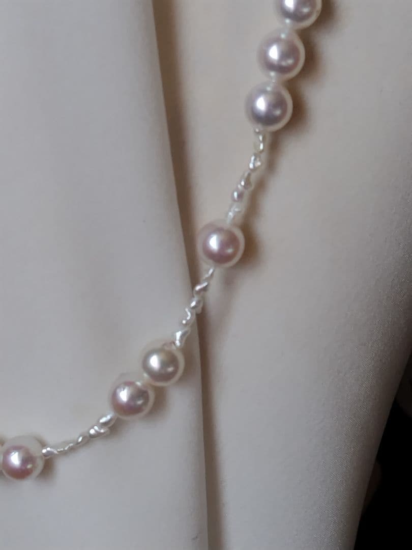 アコヤ真珠、あこや芥子パールの、セミロングネックレス