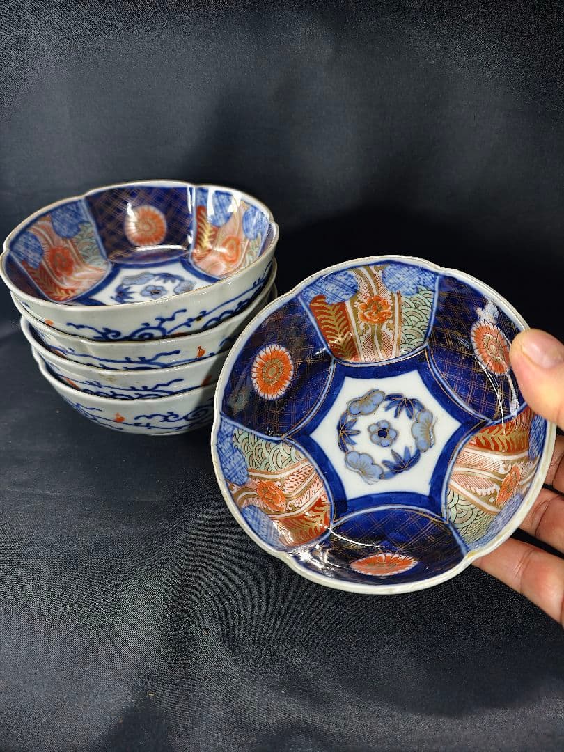 古伊万里 金彩色絵深皿 手描き 明治骨董 旧家蔵出美品 アンティーク 古美術