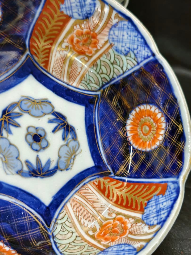 古伊万里 金彩色絵深皿 手描き 明治骨董 旧家蔵出美品 アンティーク 古美術