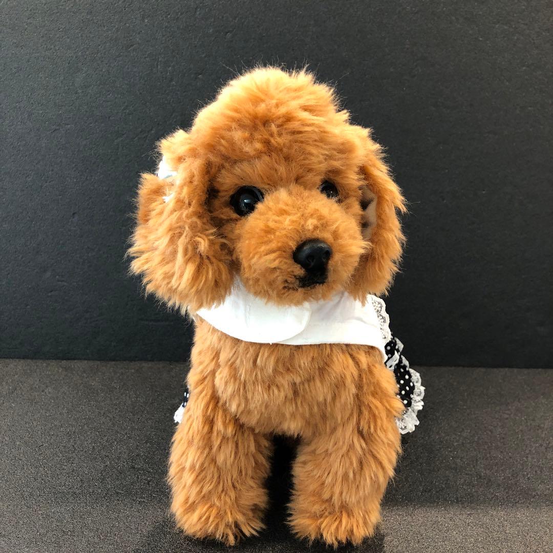 【新品】トイプードル お座りぬいぐるみ お洋服2枚付き H27cm