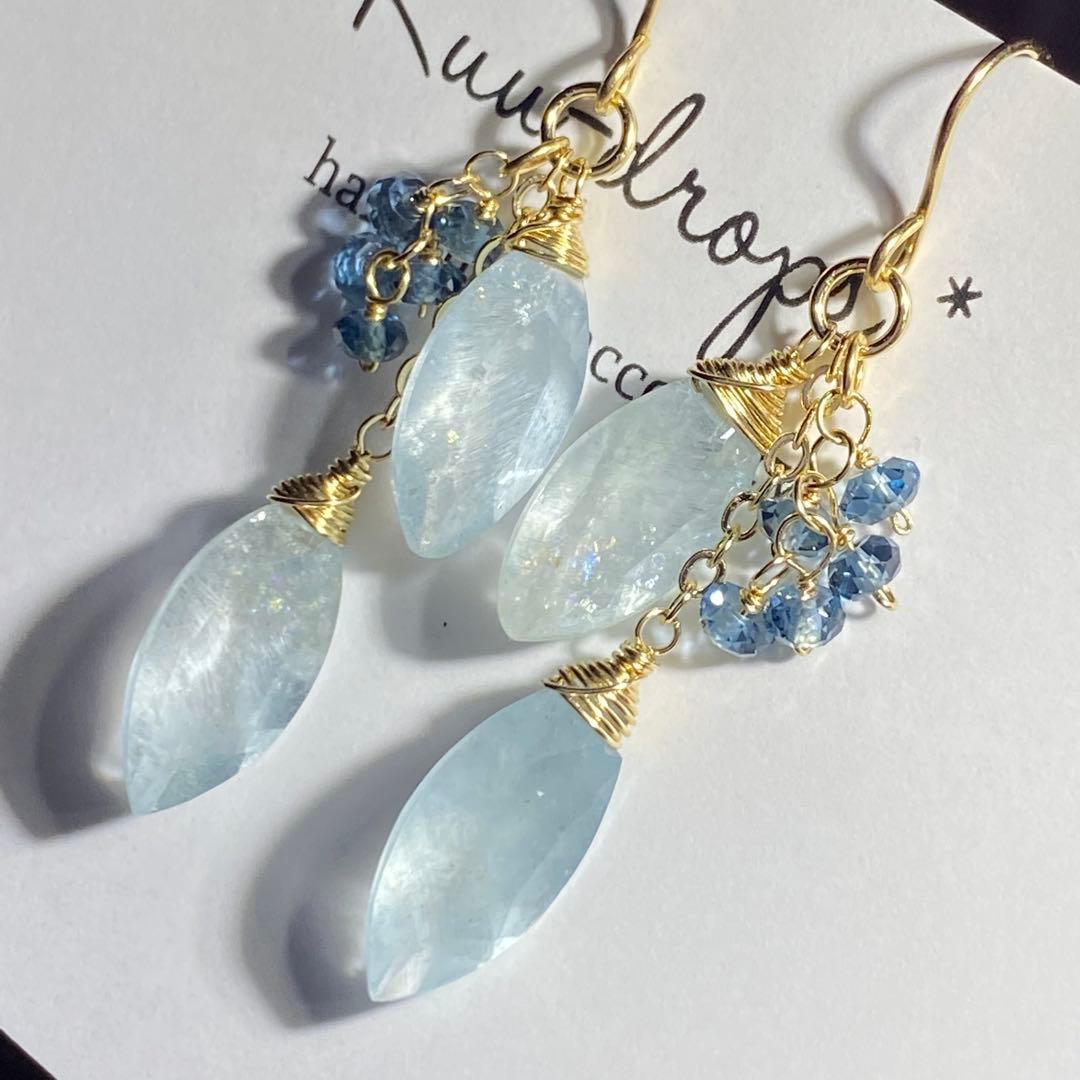 シンデレラアクアマリン＆ロンドンブルートパーズ✴︎14kgfピアスP316