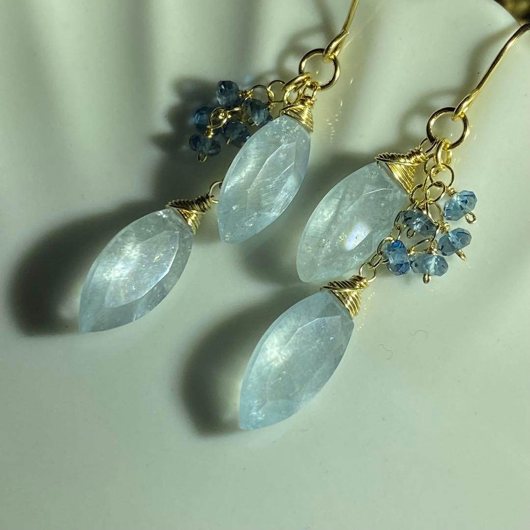 シンデレラアクアマリン＆ロンドンブルートパーズ✴︎14kgfピアスP316