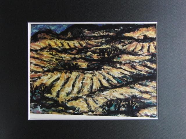 長崎莫人、「畑」、希少な画集より、 新品高級額装付、日本人画家