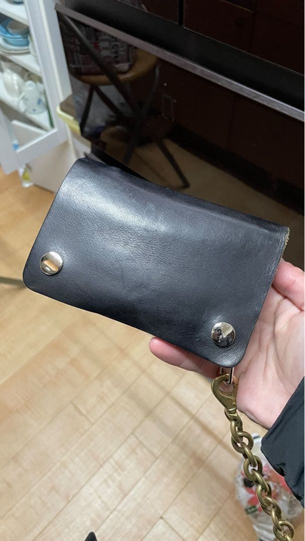 ロングトラッカーウォレット　三層　茶芯　レザークラフト　ハンドメイド