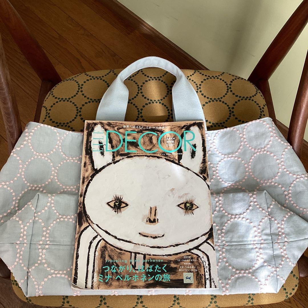 ミナペルホネン最新タンバリンlightblue両面でトートバッグハンドメイド