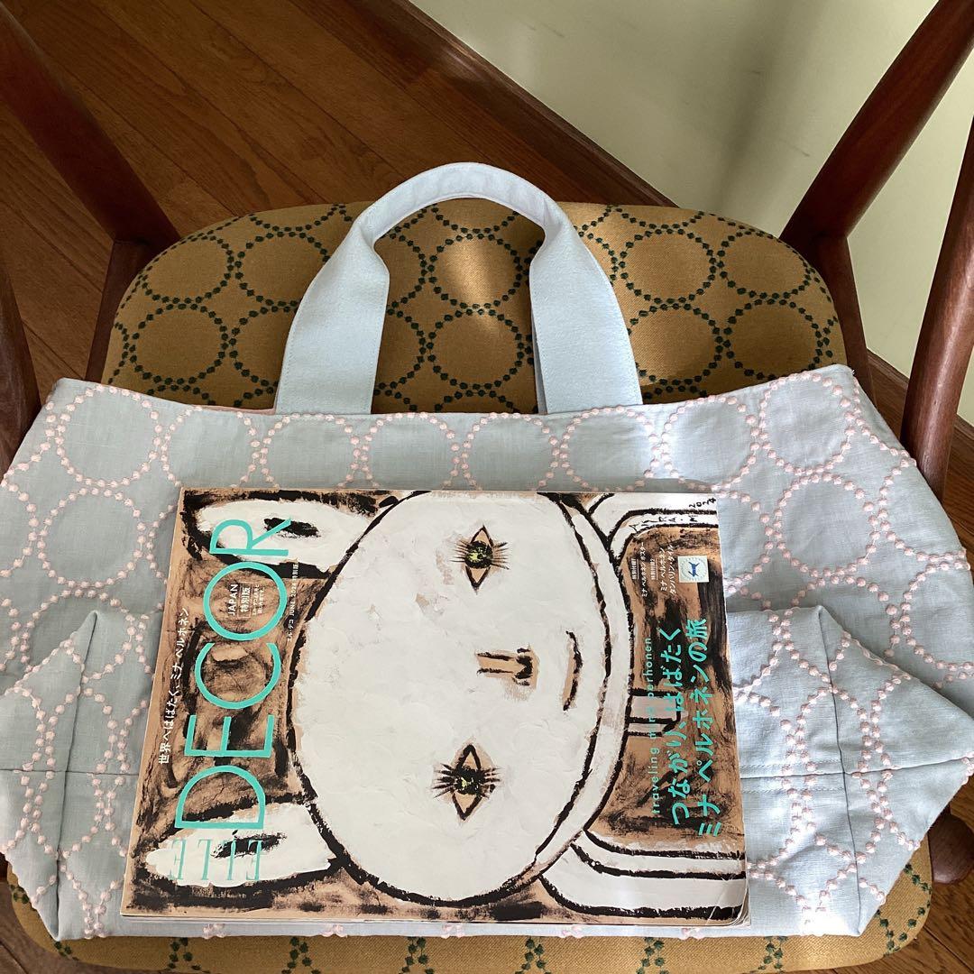 ミナペルホネン最新タンバリンlightblue両面でトートバッグハンドメイド