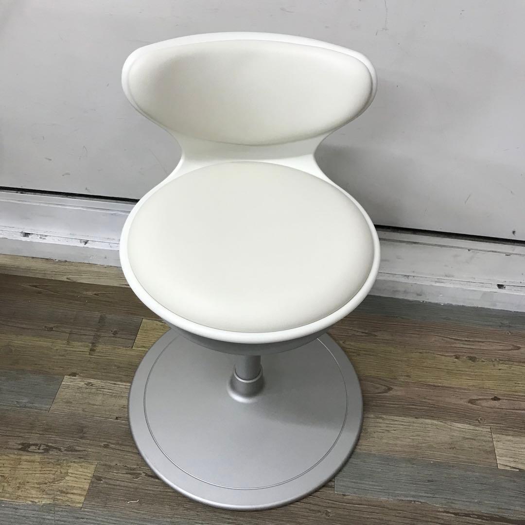 【展示品】オカムラ　患者用チェア　WSスツール　ホワイト　回転椅子　昇降