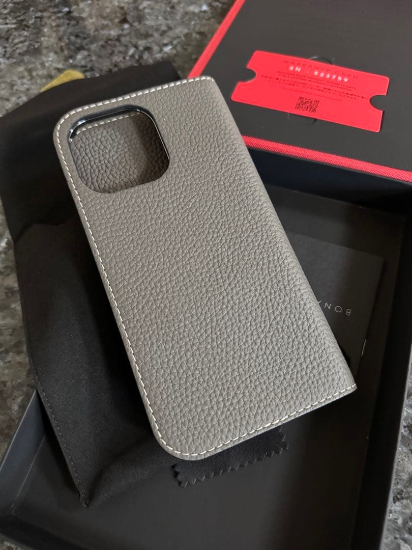 iPhone15 pro max Bonaventura グレー レザーケース