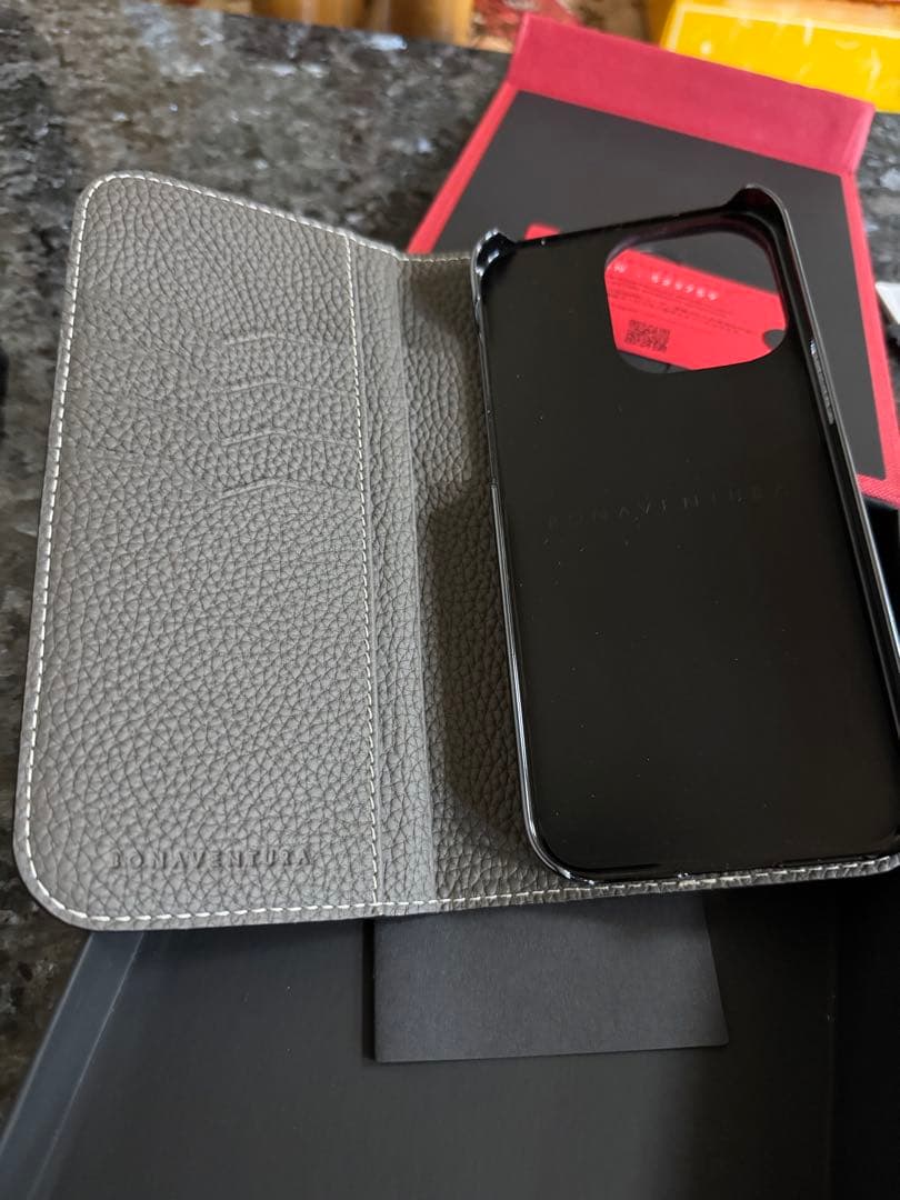 iPhone15 pro max Bonaventura グレー レザーケース