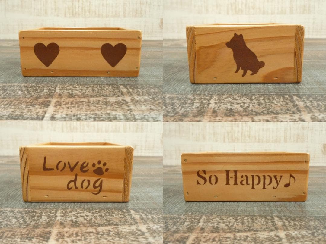 ⭐ご予約品♥️脚付BOX＆ミニBOXセット⭐柴犬デザイン♥️天然色⭐--184