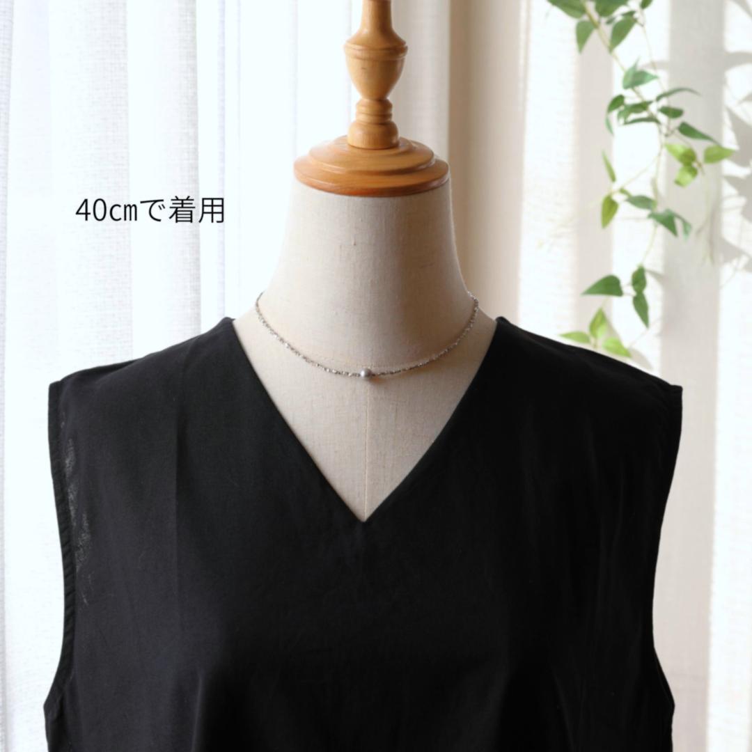 カレンシルバーとグレーパールのネックレス　カレンシルバー　グレー　パール　上品