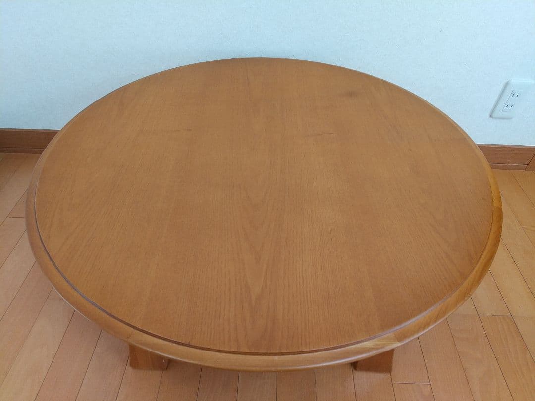 【美品】ナチュラル 木目調 ちゃぶ台 折りたたみ 丸テーブル 直径80cm