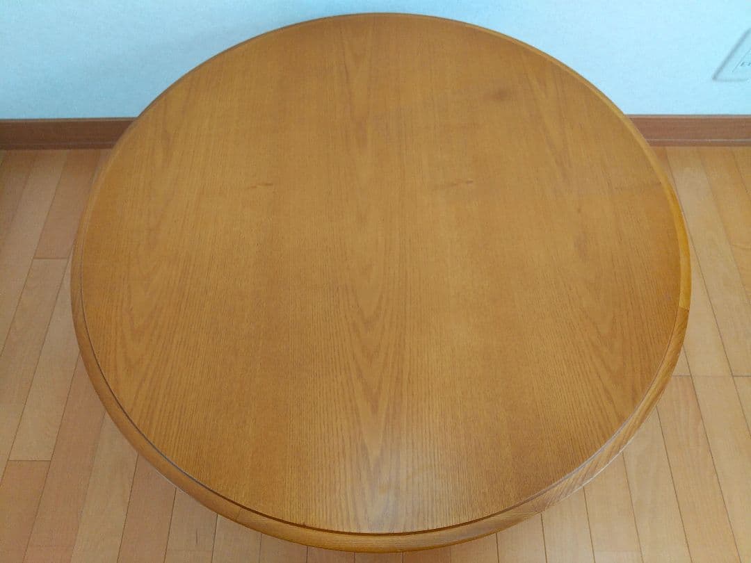 【美品】ナチュラル 木目調 ちゃぶ台 折りたたみ 丸テーブル 直径80cm