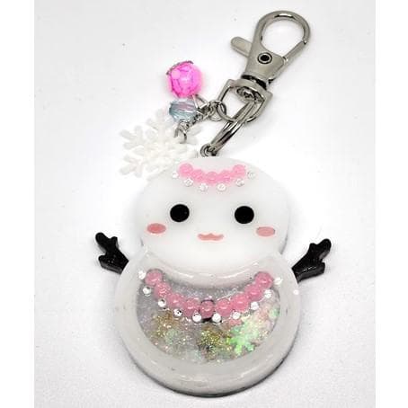 おしゃれな雪だるまちゃんシェイカーキーホルダー　シャカシャカ　雪