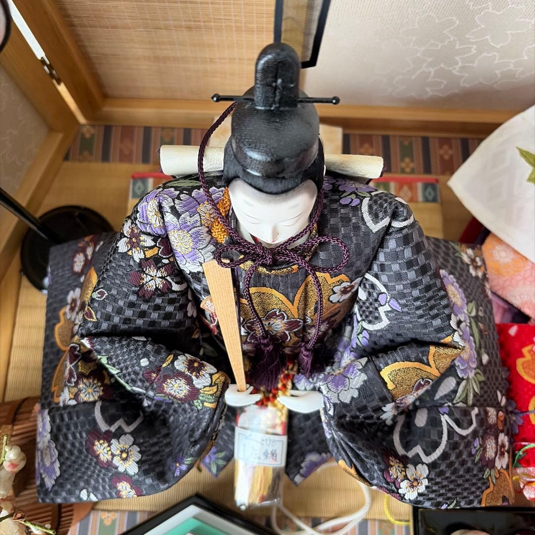 ①雛人形セット 平安豊久　特選 木製台付き　難あり