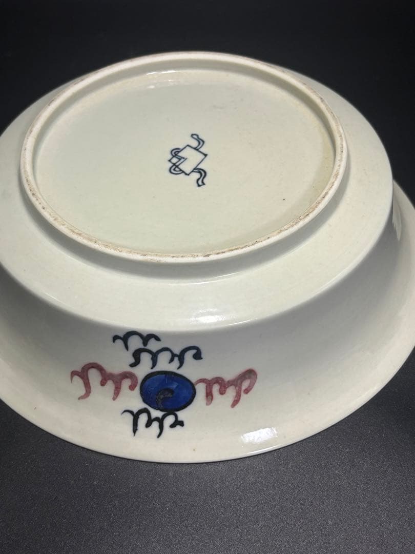 中国　明清時代 青いドラゴンの陶器ボウル