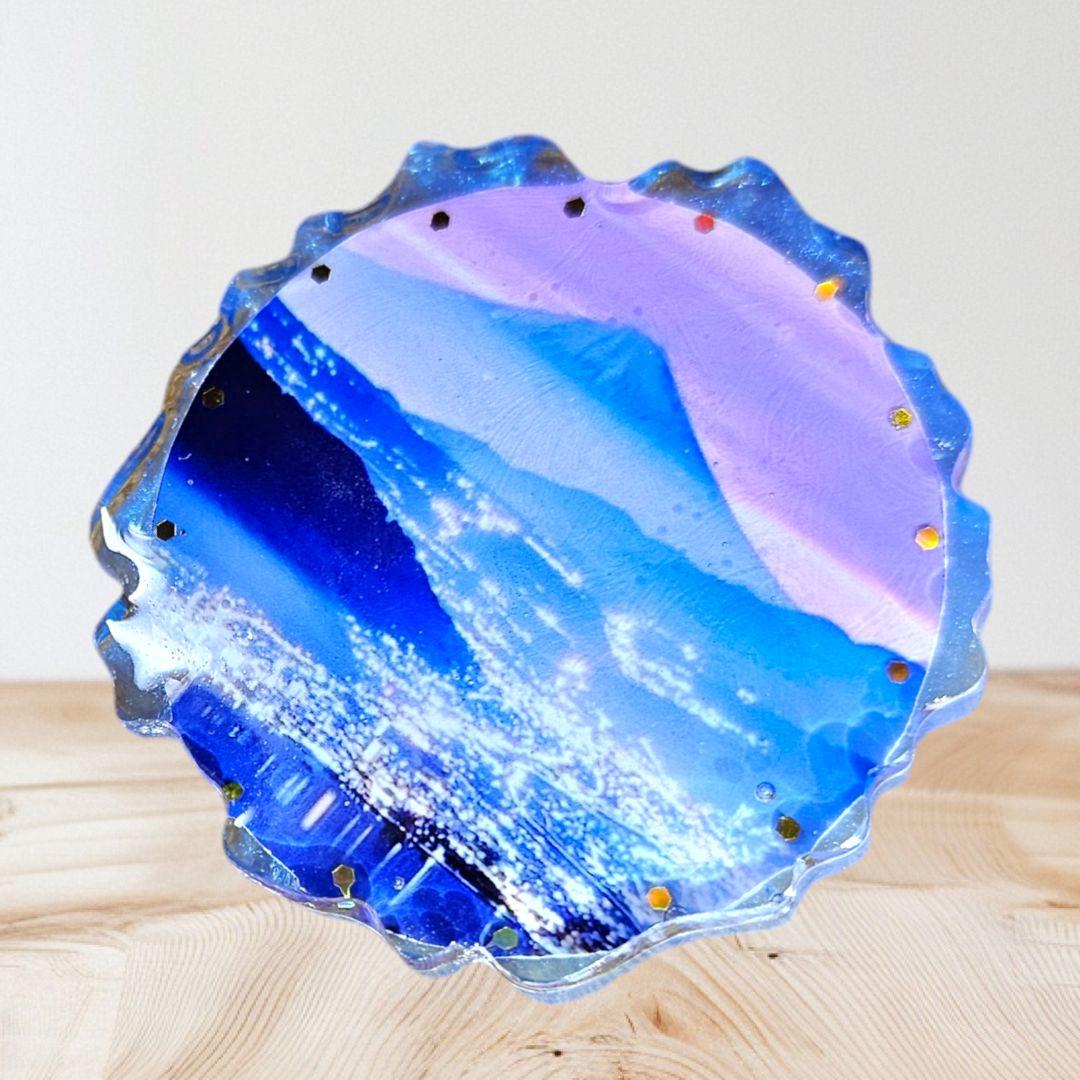 NO.993❤富士山 夜景❤レジンへアゴム ブローチ