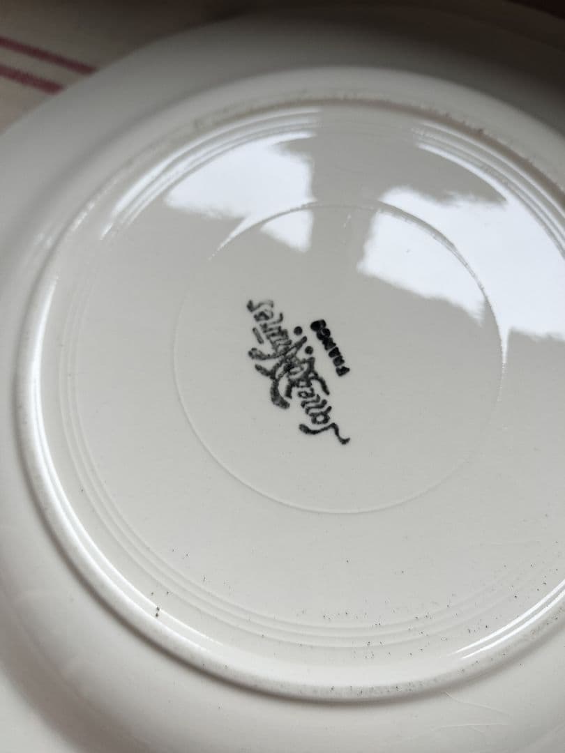 アンティーク　フランス　模様付き　サルグミンヌ　花リム深皿 3枚セット