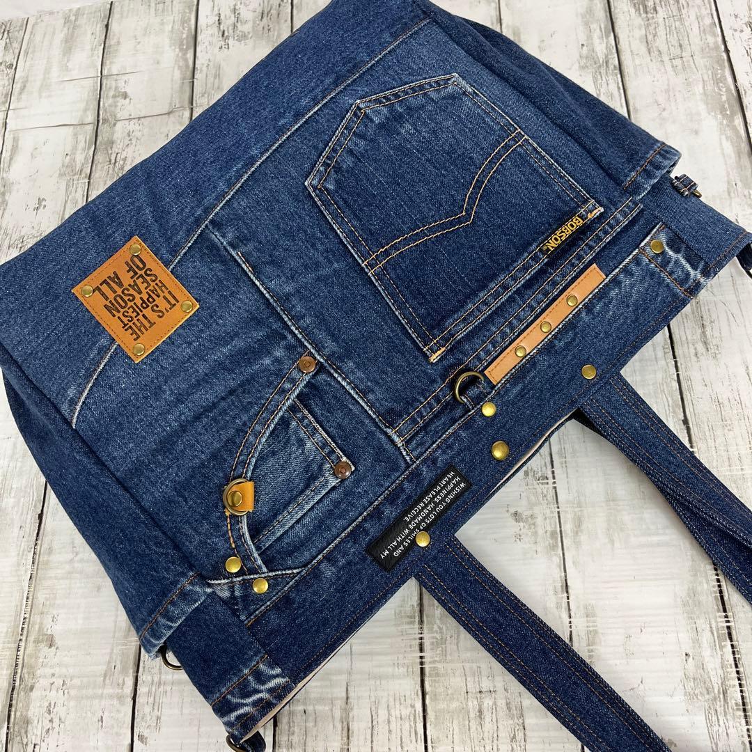 デニムリメイクトートバッグ　❤️男前　男女兼用　特大