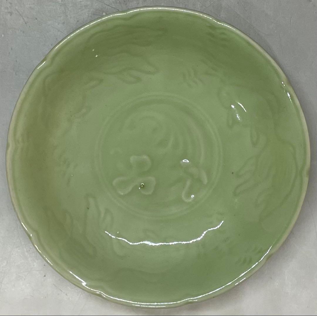 古伊万里　青磁　金魚図　豆皿　小皿　15客　江戸時代　b8907