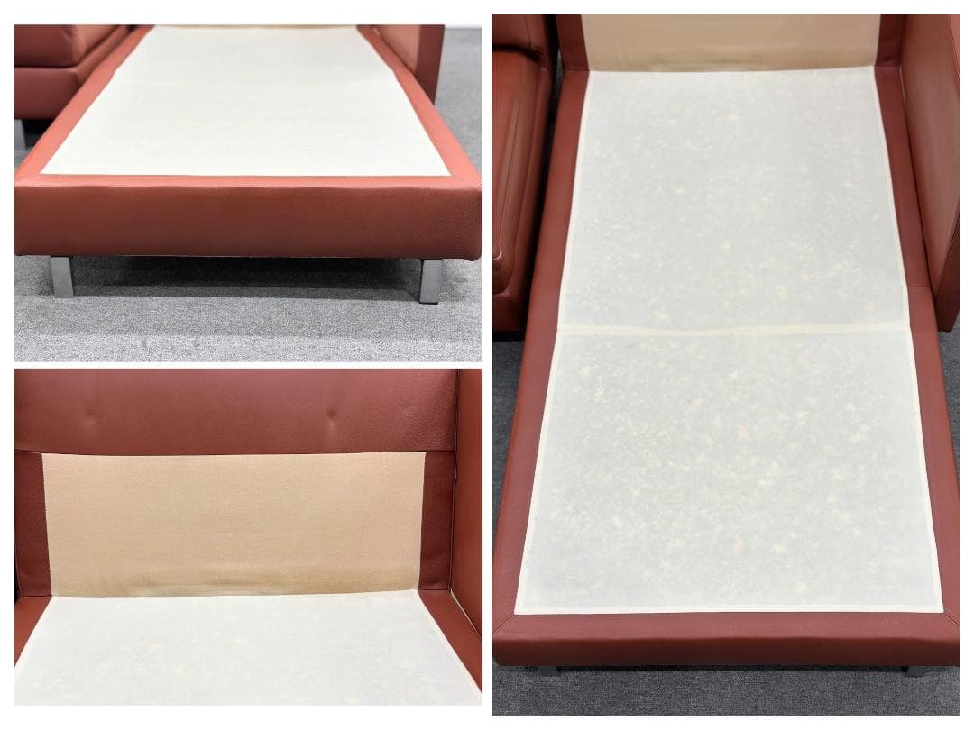 ■HUKLA■MURET　カウチソファ　3人掛け　レザー　モダン　赤茶　レザー