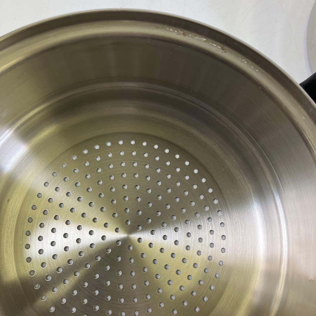 【中古】 アムウェイ クイーン ステンレス製 片手鍋 二重鍋 蒸し器 セット