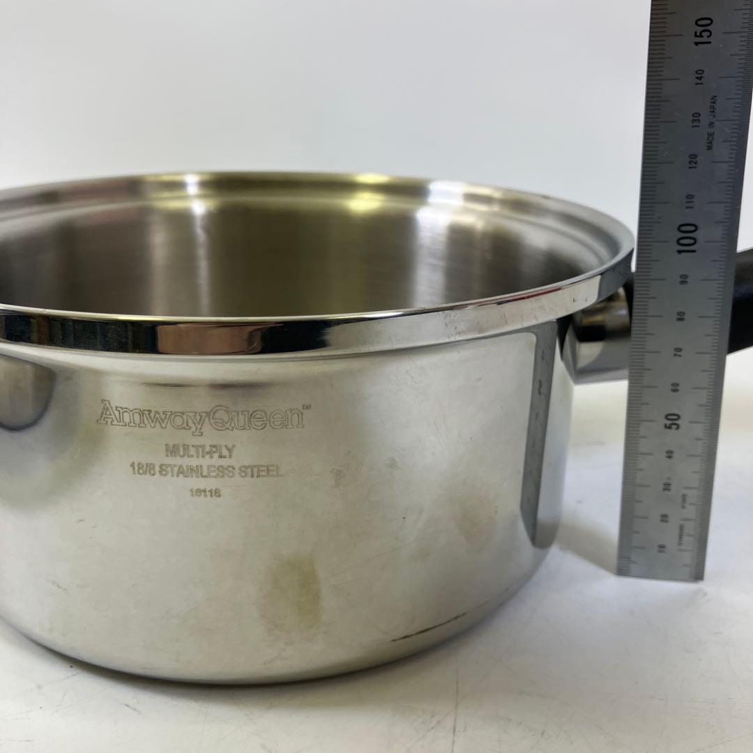 【中古】 アムウェイ クイーン ステンレス製 片手鍋 二重鍋 蒸し器 セット