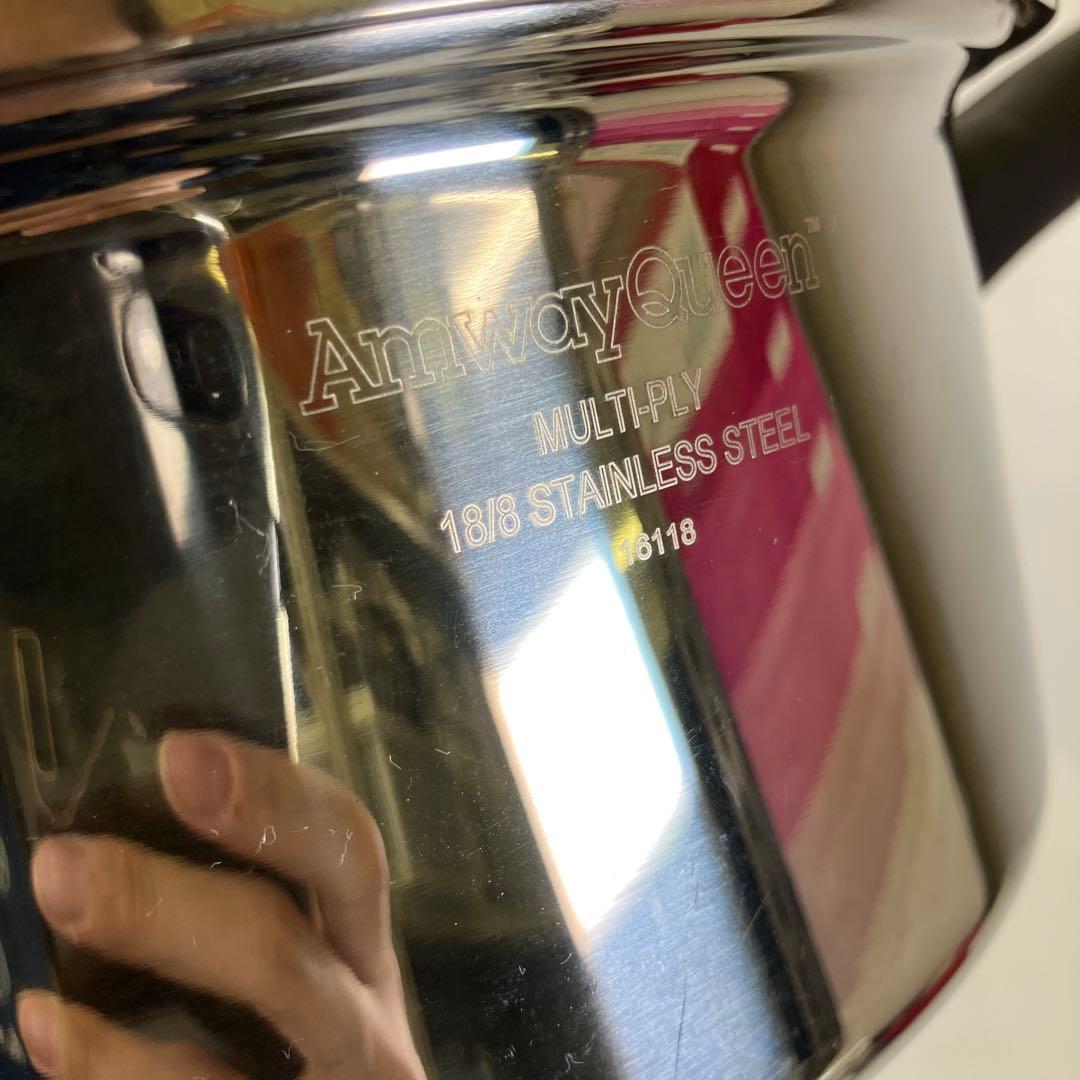 【中古】 アムウェイ クイーン ステンレス製 片手鍋 二重鍋 蒸し器 セット