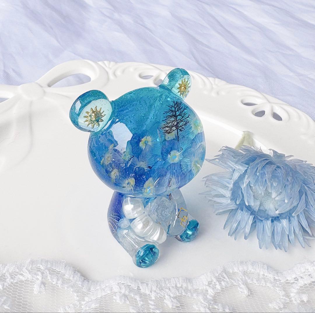 【まりもページ】ひまわりくまちゃんオルゴナイト ネモフィラくまちゃん