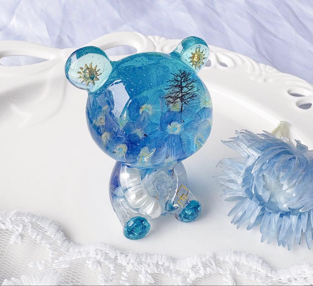 【まりもページ】ひまわりくまちゃんオルゴナイト ネモフィラくまちゃん