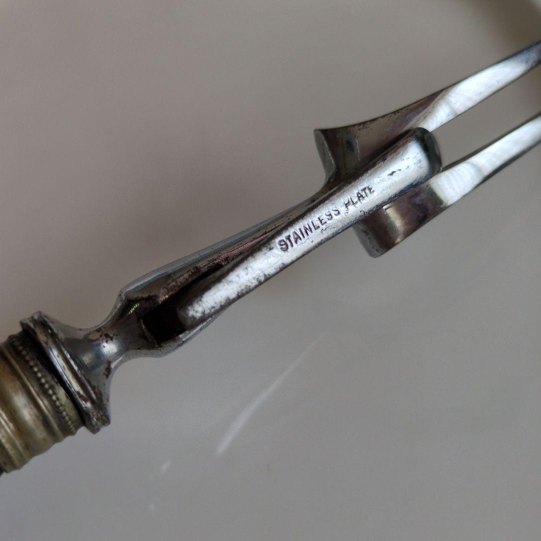 イギリス　アンティーク　カービングフォークB　肉用　アウトドアフォーク 鹿の角