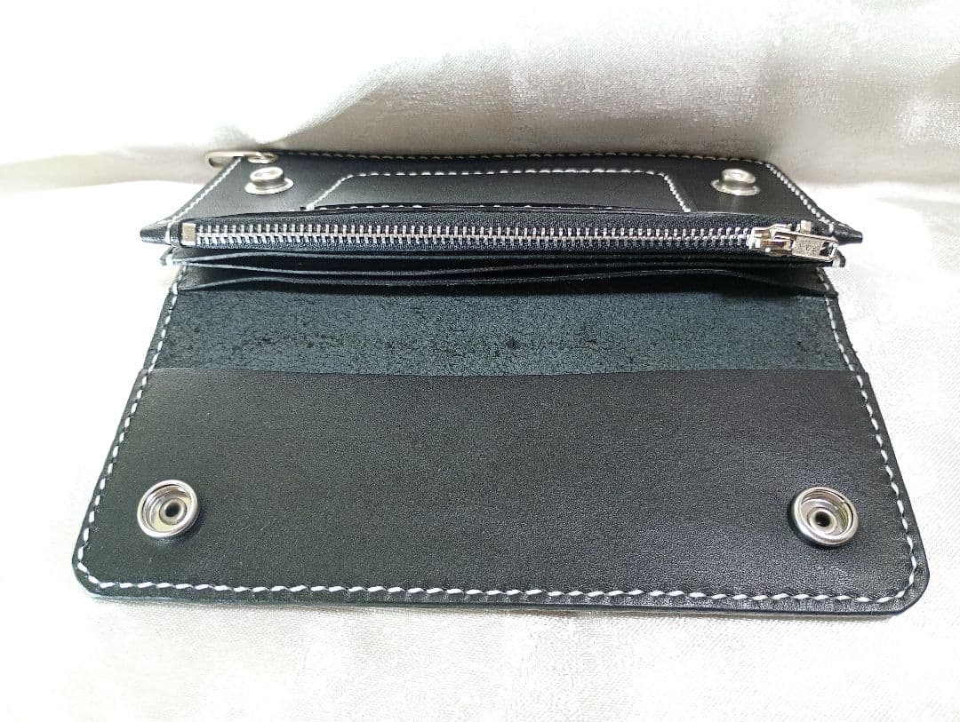 トラッカーウォレット　栃木レザー　タンニン鞣し　三層二つ折り　コンチョ　小判カン