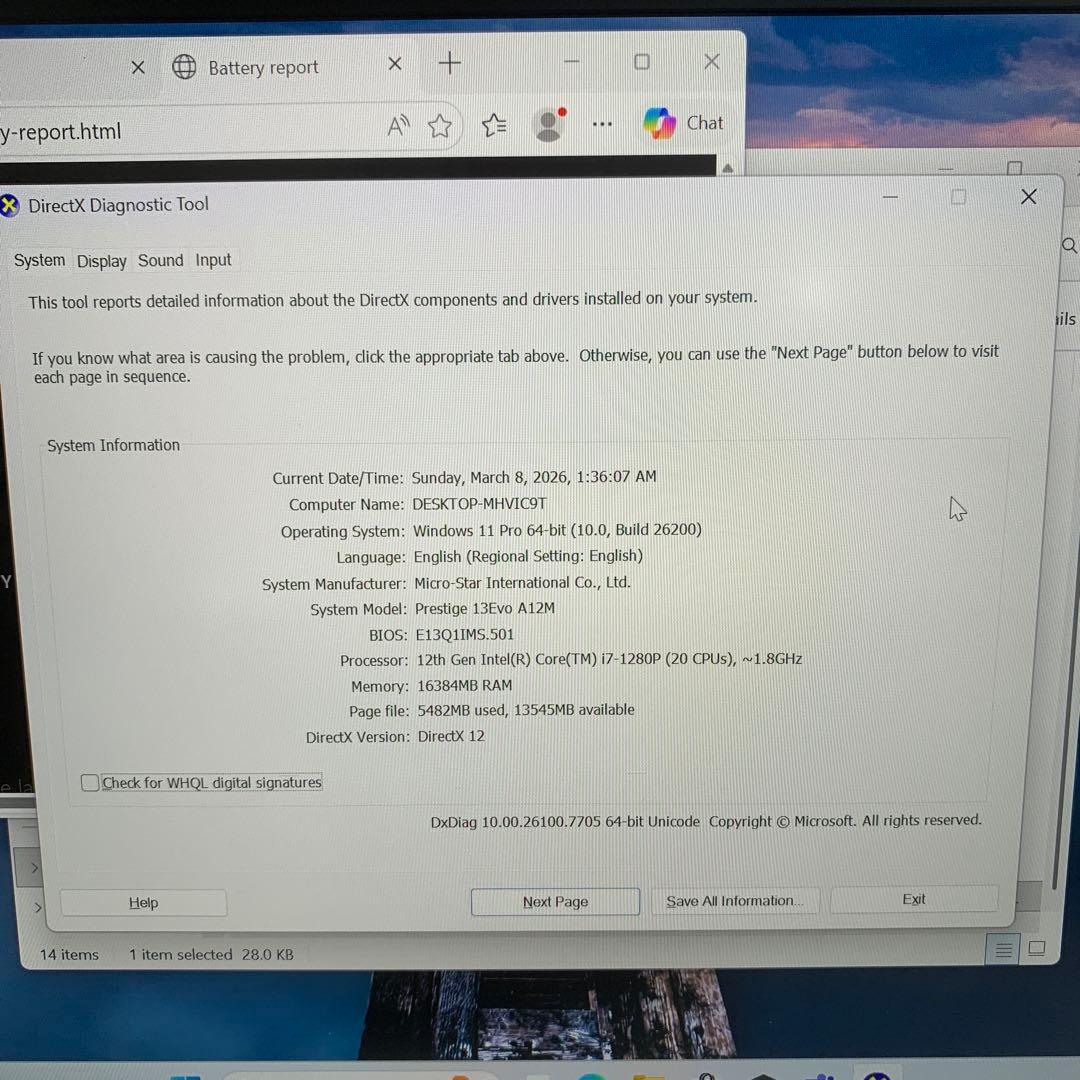 Windowsノート本体 MSI Prestige 13 Evo A12M i7-1280P