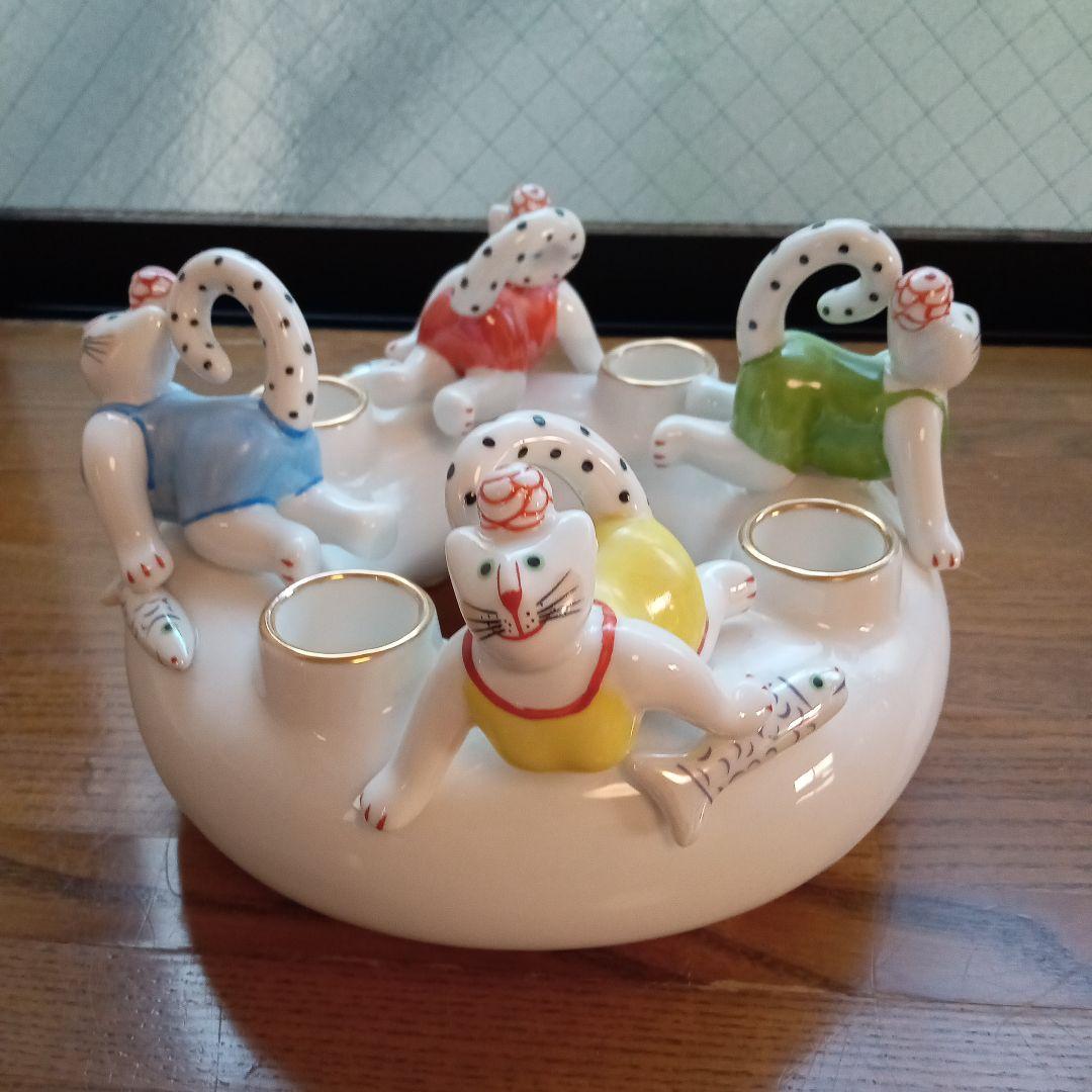 ビレロイボッホ　猫 キャンドルスタンド