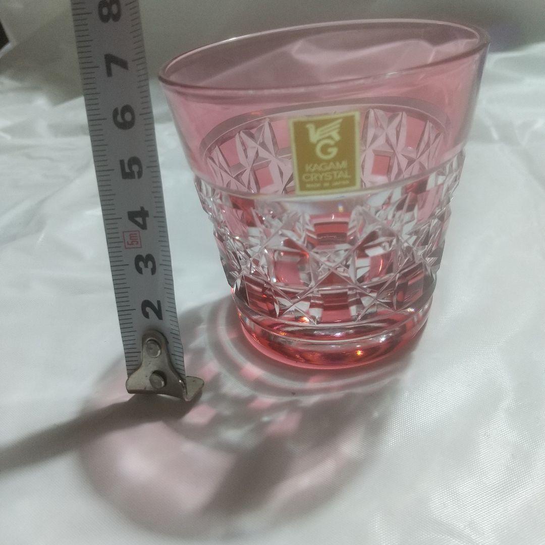 カガミクリスタル　色被せ江戸切子　市松紋