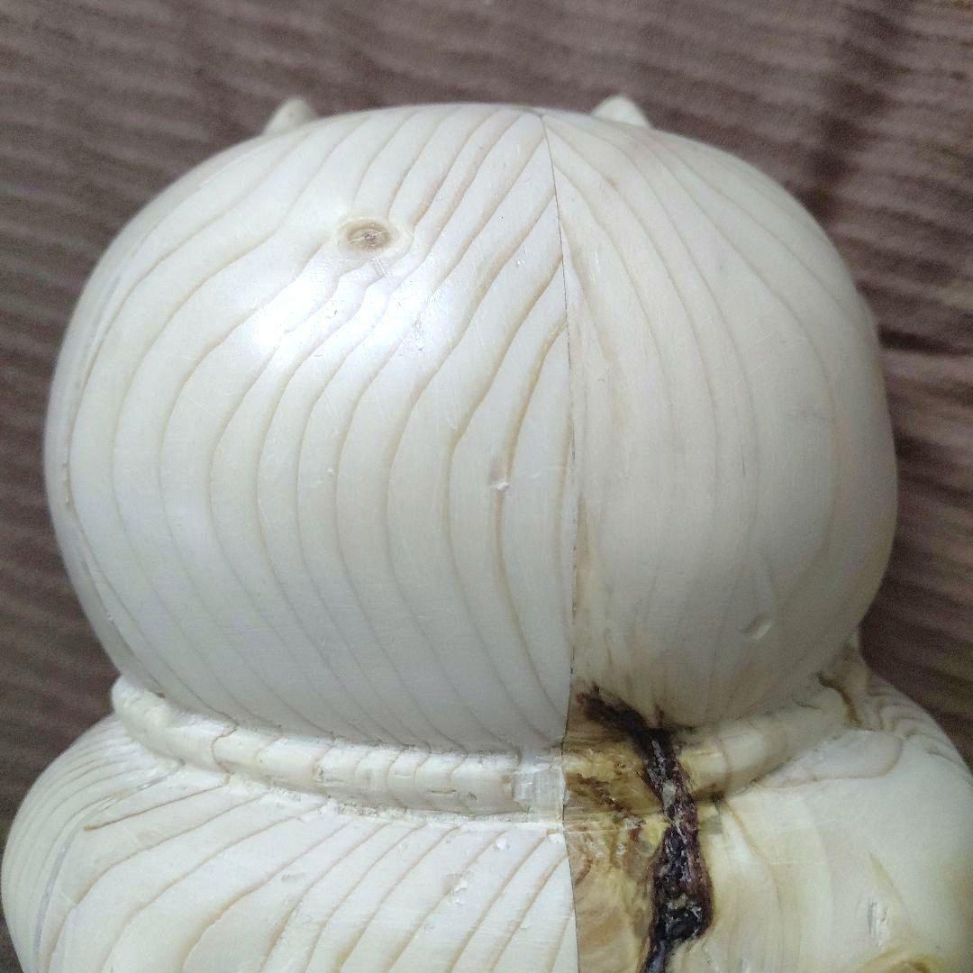 招き猫　手彫り　 約23cm