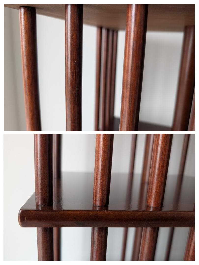 ビンテージ リボルビングブックケース ウッドシェルフ 飾り棚 回転式本棚 美品