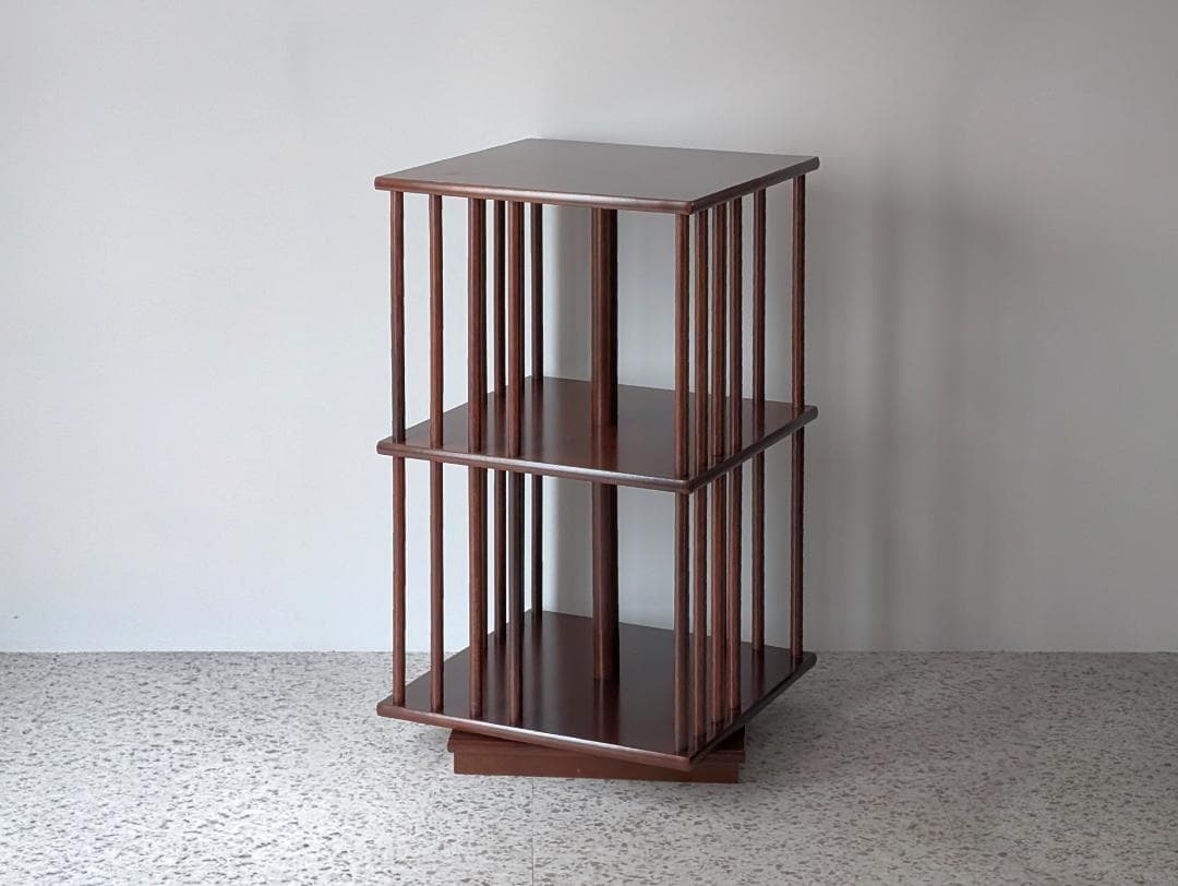 ビンテージ リボルビングブックケース ウッドシェルフ 飾り棚 回転式本棚 美品