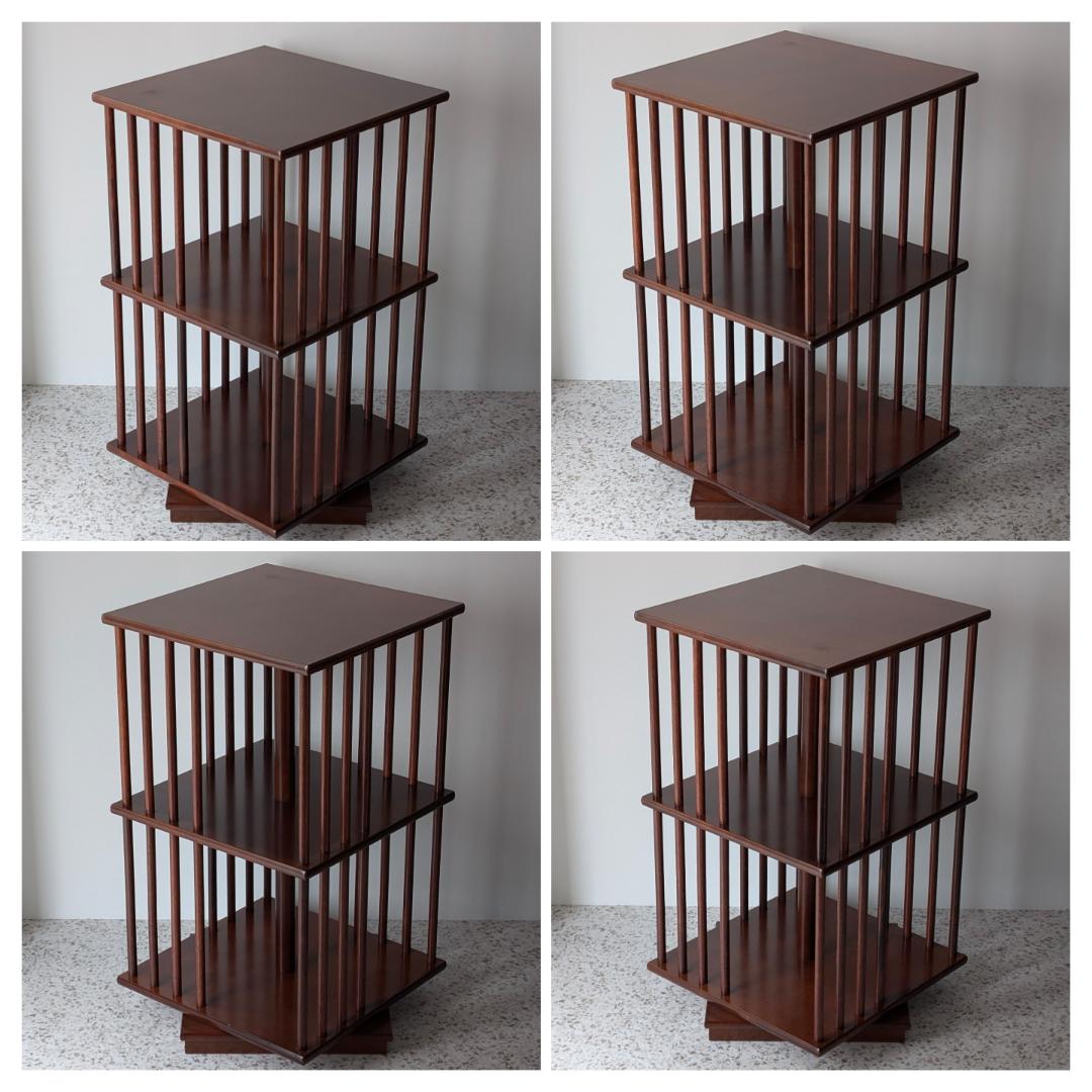 ビンテージ リボルビングブックケース ウッドシェルフ 飾り棚 回転式本棚 美品