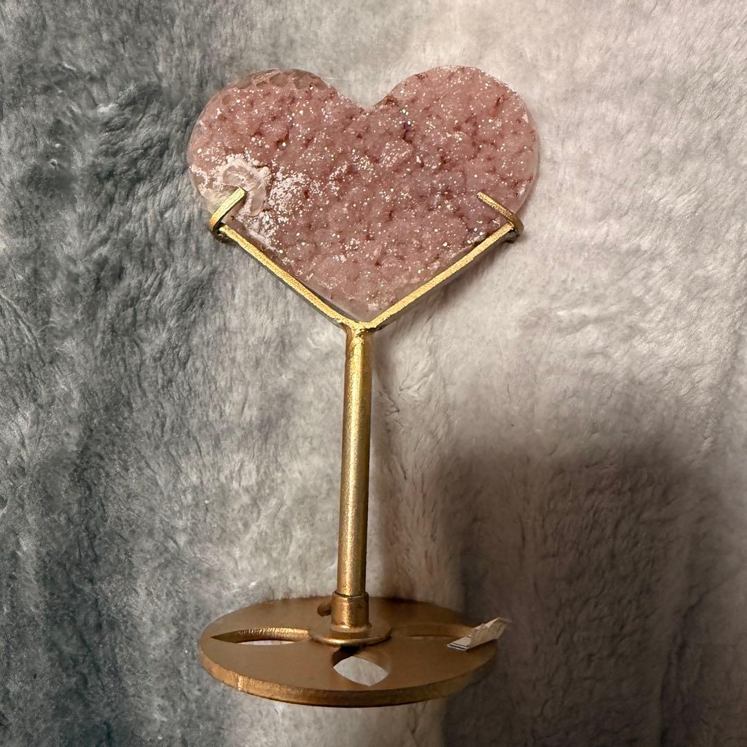 シュガーアメジスト ハート 2回結晶 台座付き