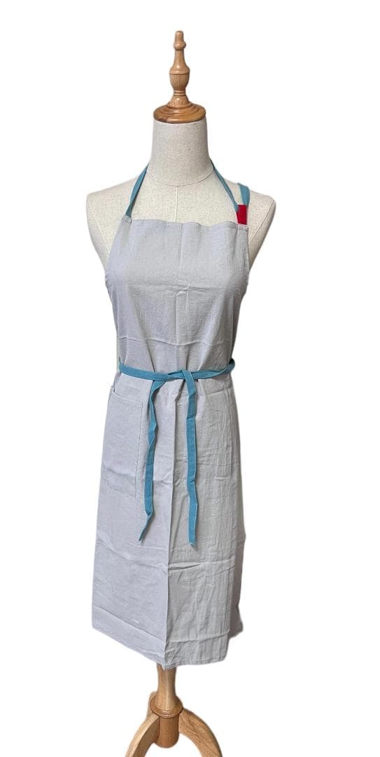綿麻　エプロン　リネン シンプル　おしゃれ カフェ料理 DIY　男女　グレー