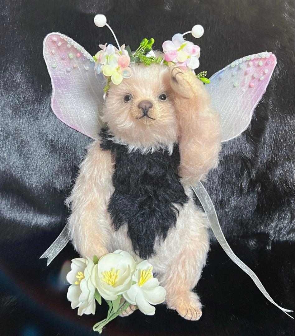 花と蝶と熊 ぬいぐるみ アーティストベア テディベア 海外作家様 ぬいぐるみ