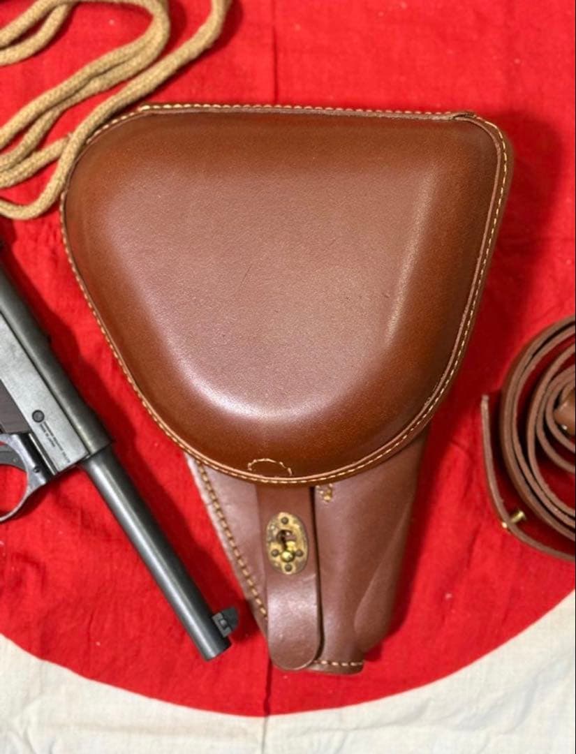 B）日本軍 南部14年式拳銃嚢＋拳銃紐★複製品★サバゲー　将校　陸軍　海軍陸戦隊